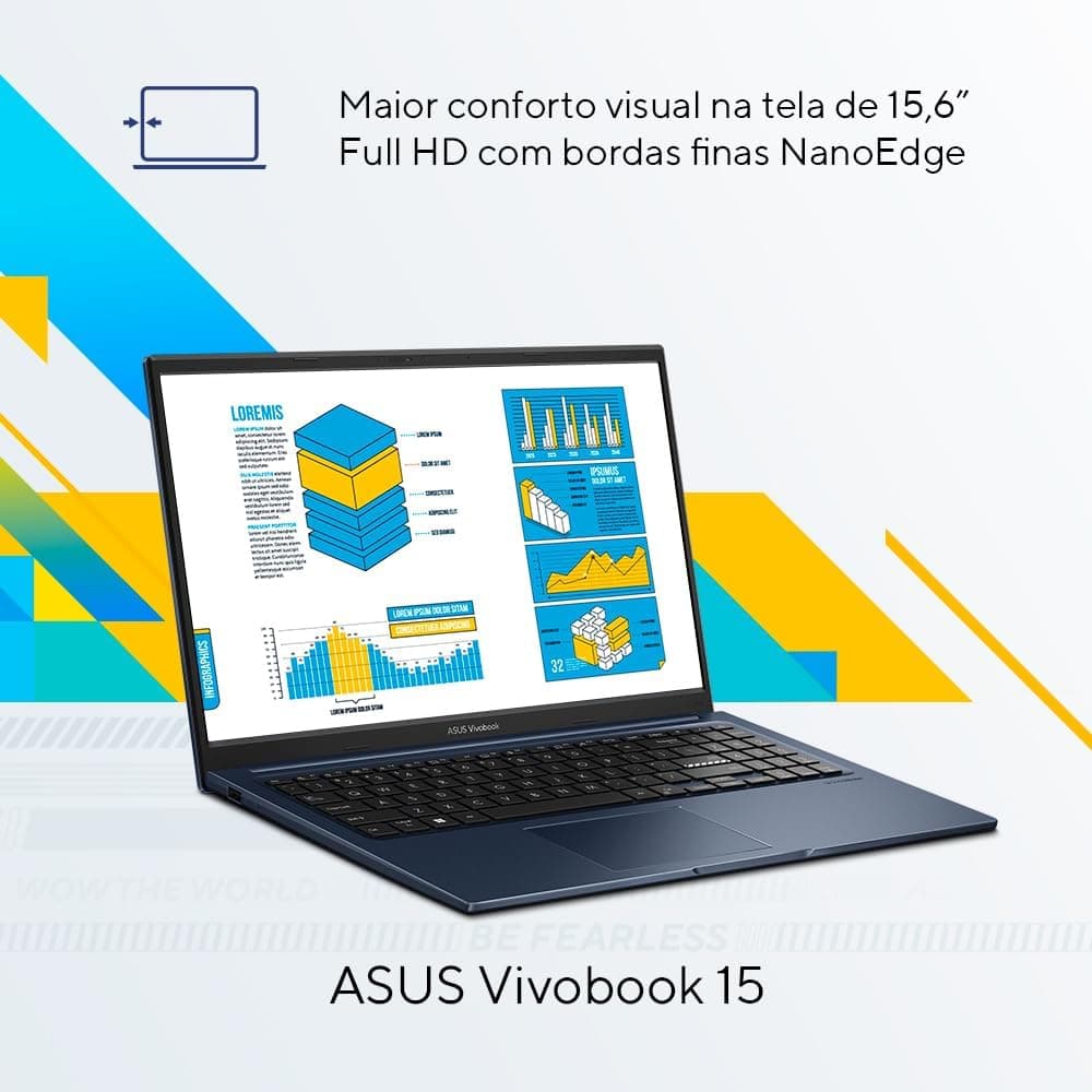 Notebook ASUS Vivobook 15, Intel Core i5, 16 GB, 512 GB SSD W11 Home, 15.6'' FHD, Quiet Blue -X1504VA-NJ1745W