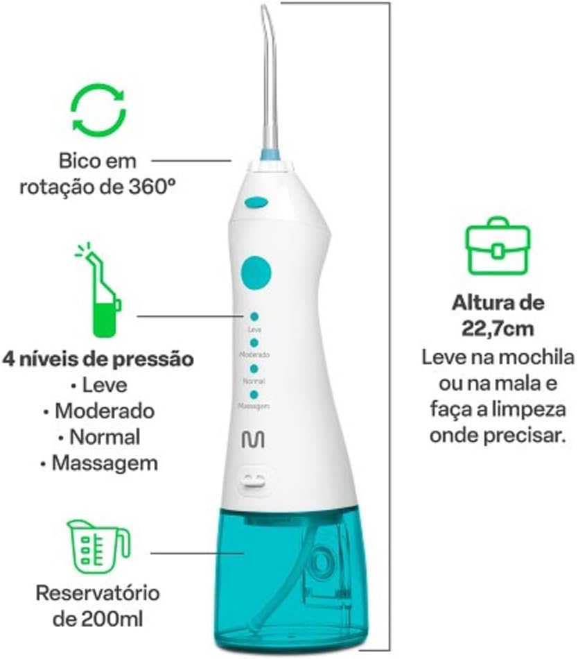 Irrigador Oral Clearpik Portable 200ml Recarregável Multi Saúde - HC036