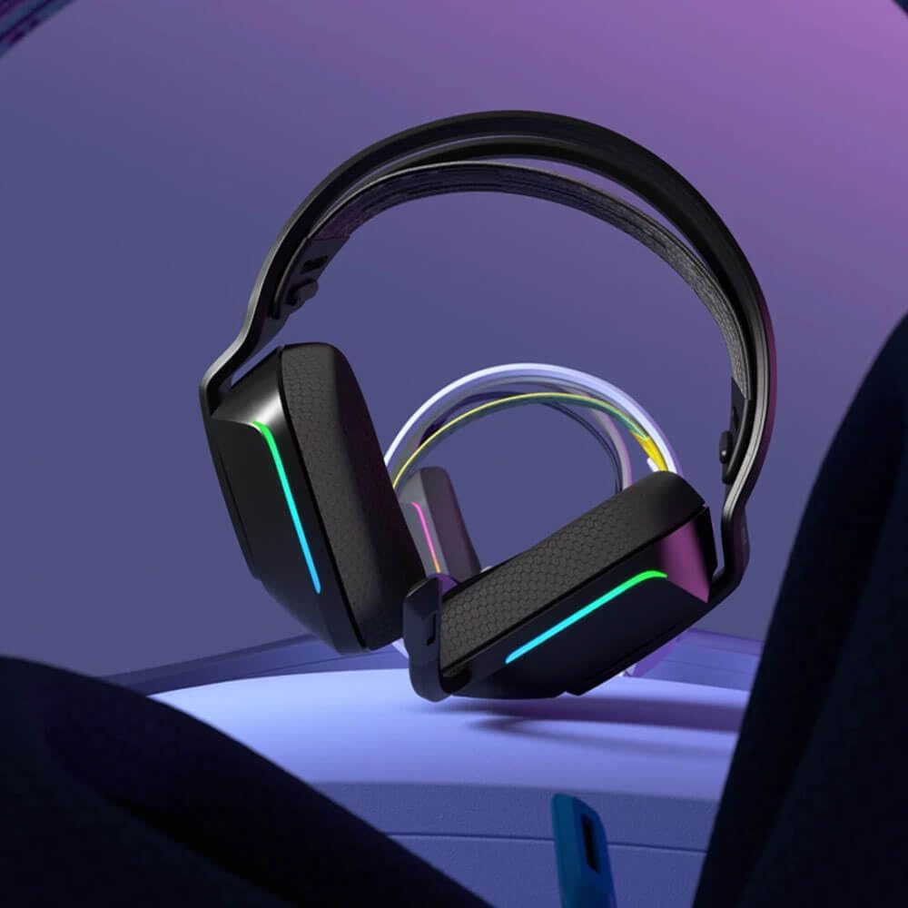Headset Gamer Sem Fio Logitech G733 7.1 Dolby Surround com Tecnologia Blue VO!CE, RGB LIGHTSYNC, Drivers de Áudio Avançados e Bateria Recarregável para PC e PlayStation - Preto