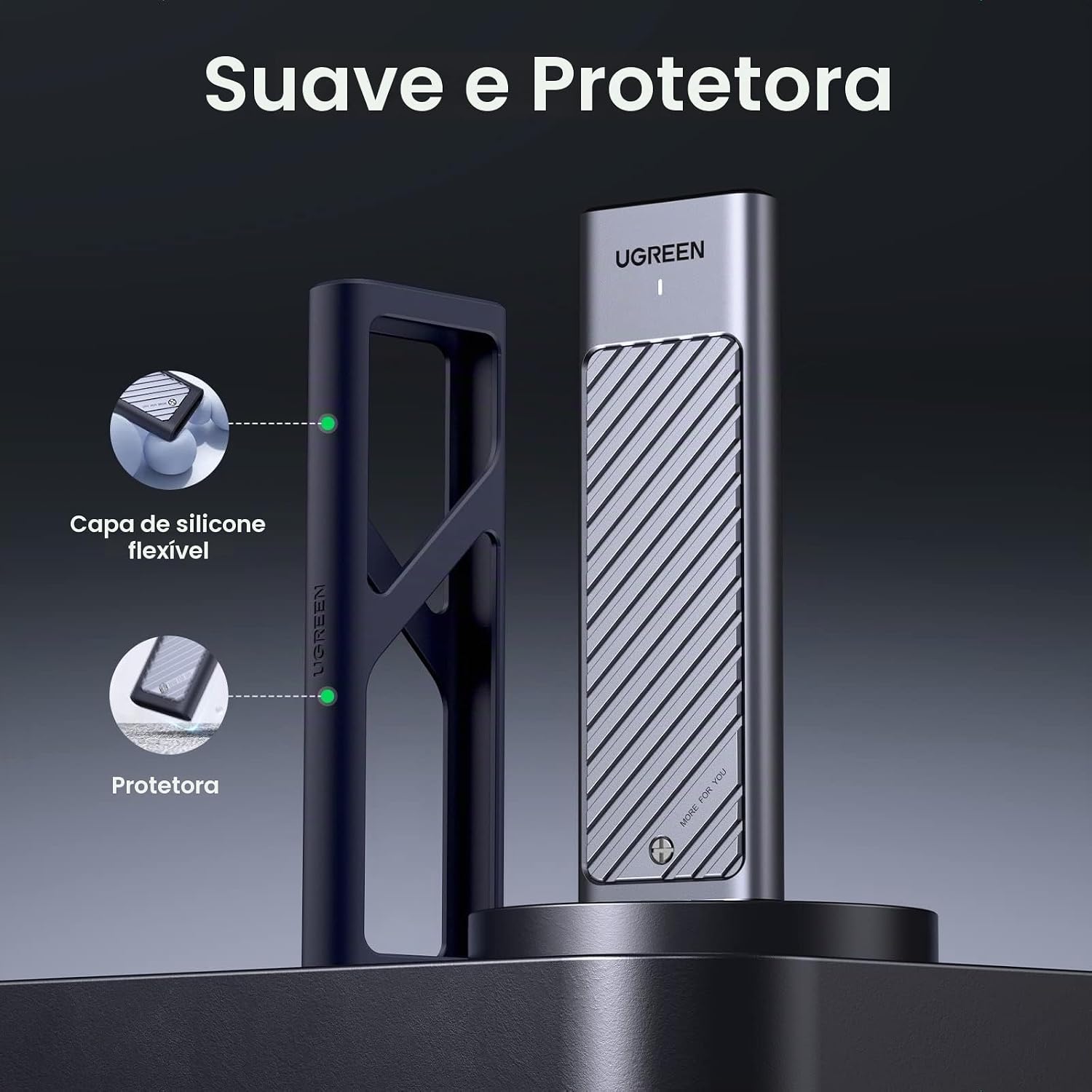 UGREEN Caixa para SSD NVMe SATA M.2, Caixa para Disco Rígido M.2 com UASP: imagem adicional