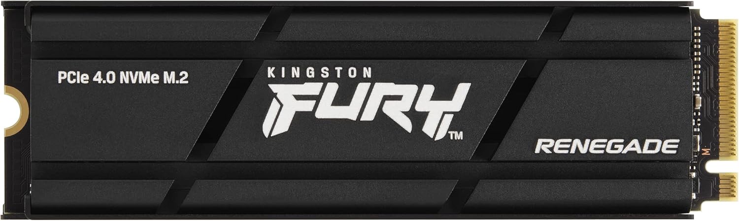 Kingston SSD interno para jogos Fury Renegade PCIe Gen 4.0 NVMe M.2 de 1 TB com dissipador de calor | Pronto para PS5 | Até 7300 MB/s | SFYRSK/1000G