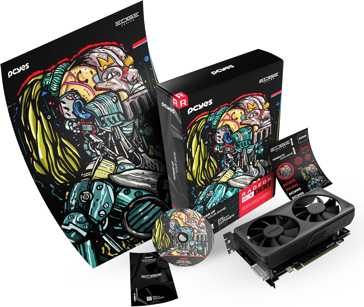 PCYES GPU RX 550 4GB GDDR5 128 Bits Dual-Fan Projeto Edge PVEX5504GBDF –: imagem adicional
