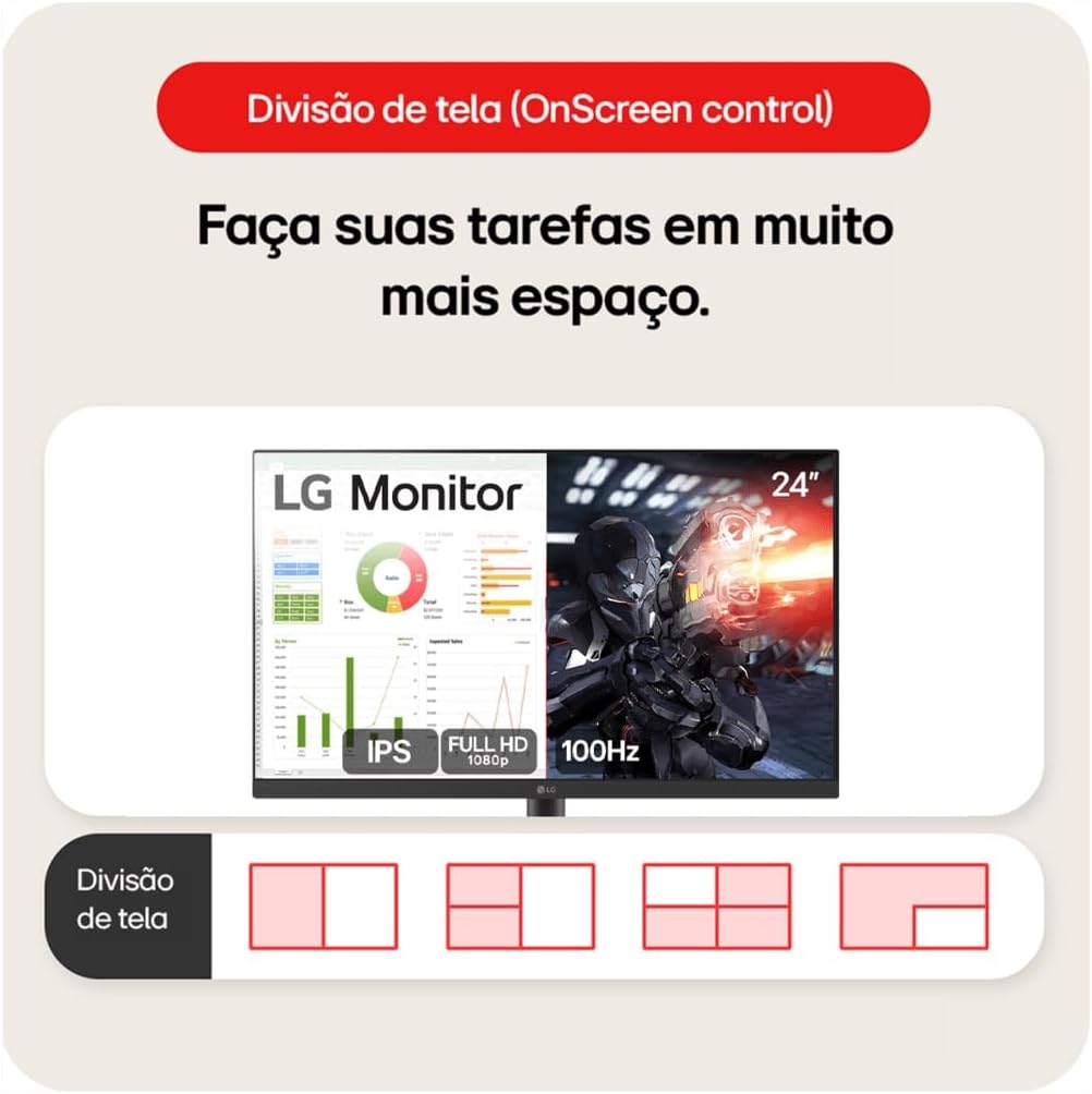 Monitor PC Gamer LG 24” IPS 100Hz Full HD HDMI 2x, Preto - 24MS500: imagem adicional
