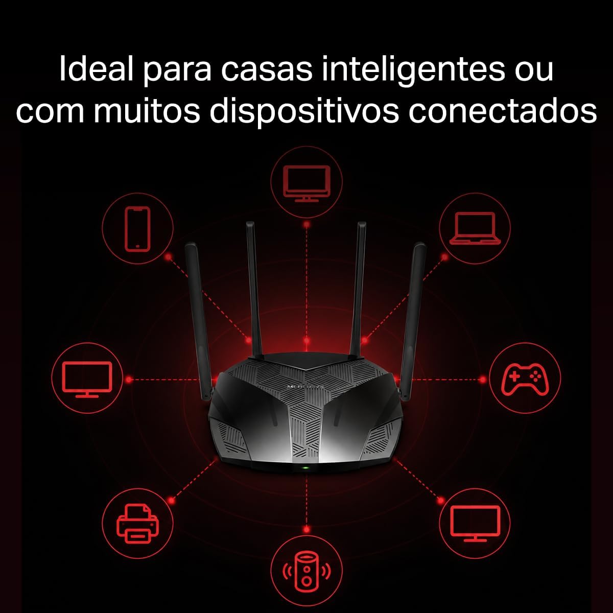 Mercusys MR80X V3 Roteador Wi-Fi 6 AX3000 Dual Band, 4 Portas Gigabit, 4 Antenas, EasyMesh, Cobertura de até 180 m² e Conexão para até 100 Dispositivos