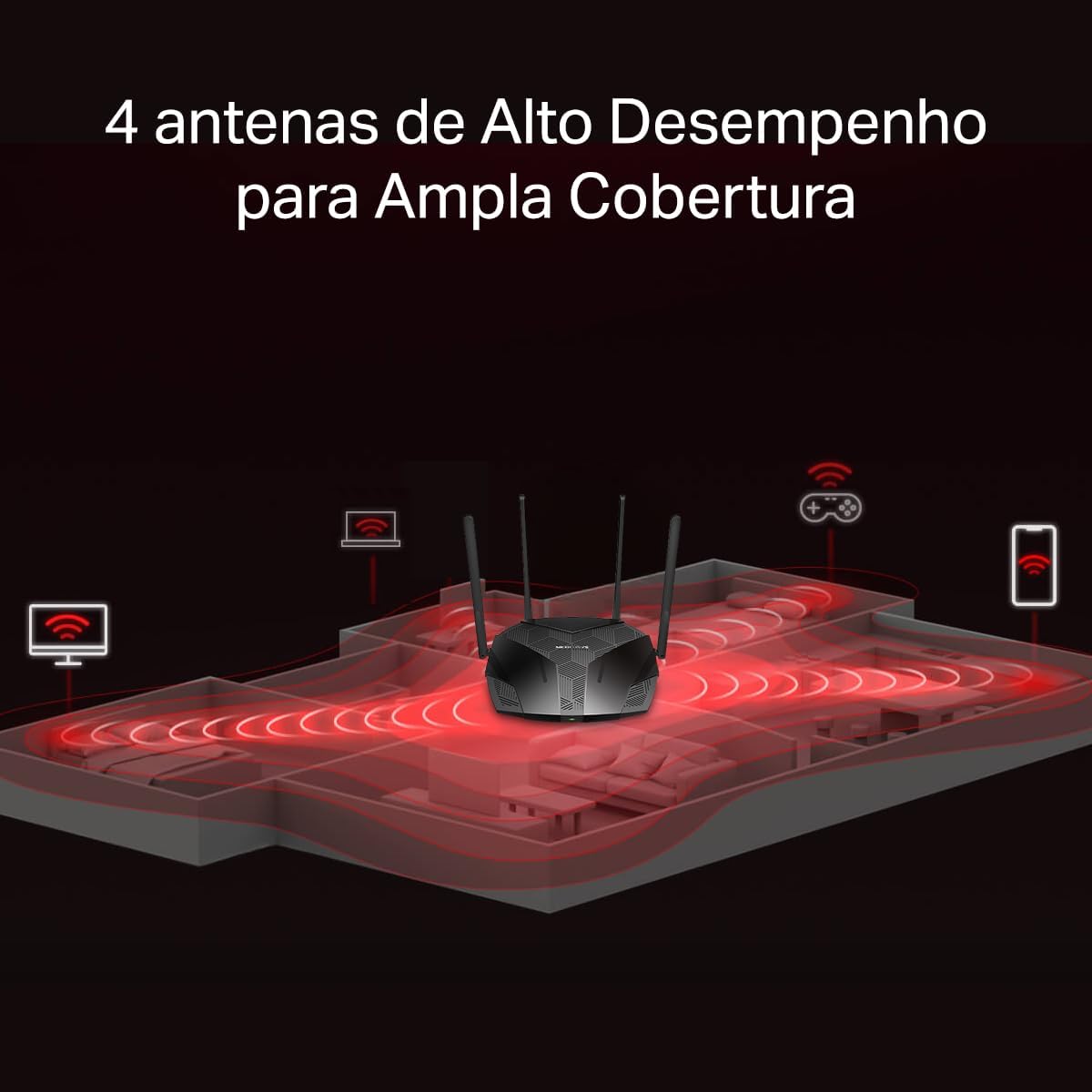 Mercusys MR80X V3 Roteador Wi-Fi 6 AX3000 Dual Band, 4 Portas Gigabit, 4 Antenas, EasyMesh, Cobertura de até 180 m² e Conexão para até 100 Dispositivos: imagem adicional