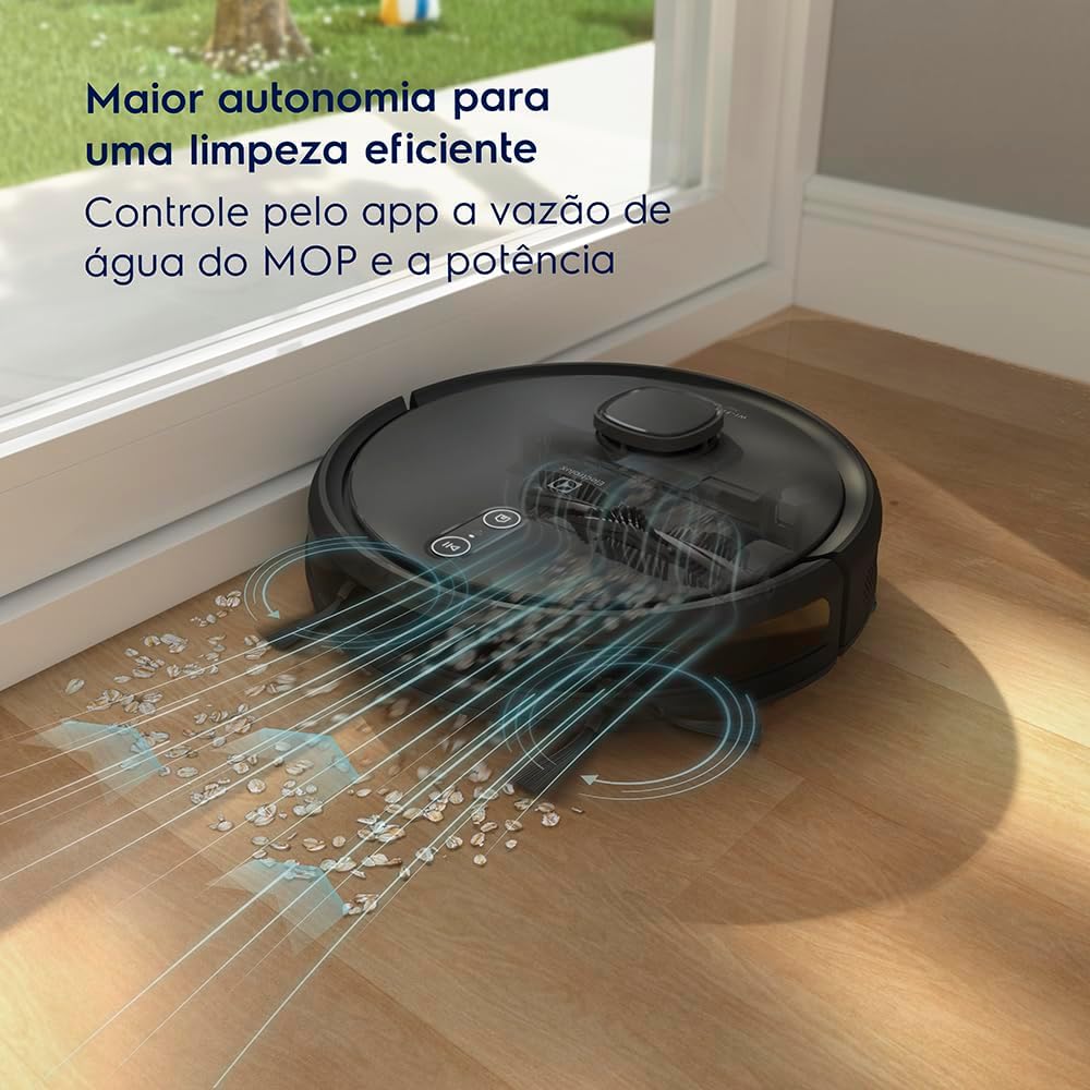 Electrolux Robô Aspirador de pó 4 em 1 Wi-Fi MOP Passa Pano Seco e Úmido até 1h40 de Bateria App Mapeamento Laser Inteligente e Base Carregamento Experience sensor Antiqueda ERB60 Bivolt