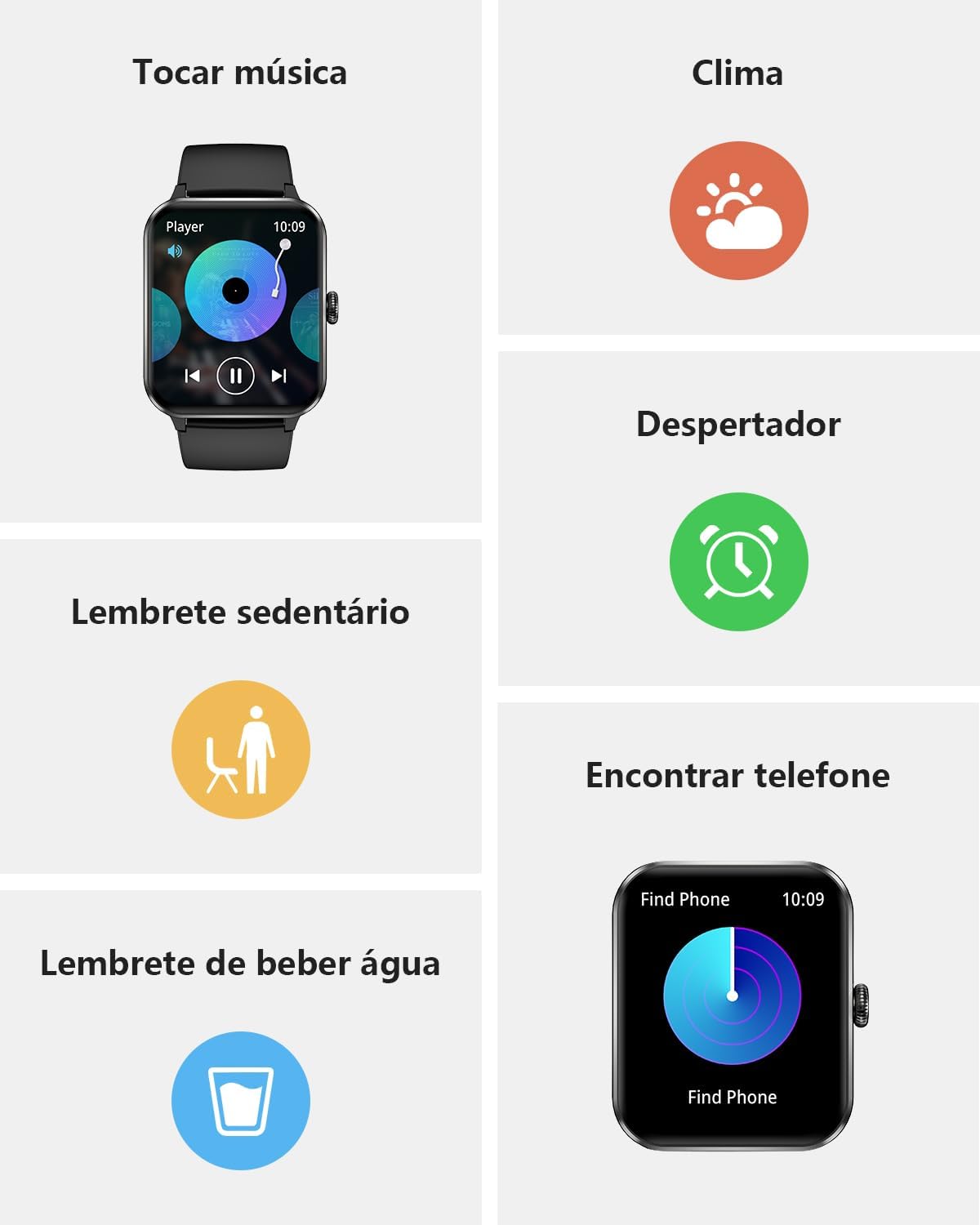 Smartwatch,Relógio Inteligente para Homens e Mulheres, 1.85“ Tela HD Touch, 100+ Modos Esportivos, Chamadas Bluetooth,Assistente de Voz, Compatível com iOS/Android,Inclui 2 Pulseiras,Preto