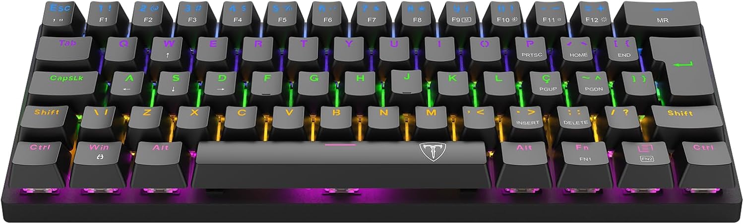 Teclado Mecânico Gamer T-Dagger Arena Iluminação Rainbow Preto 60% Switch Marrom T-TGK321-BR: imagem adicional