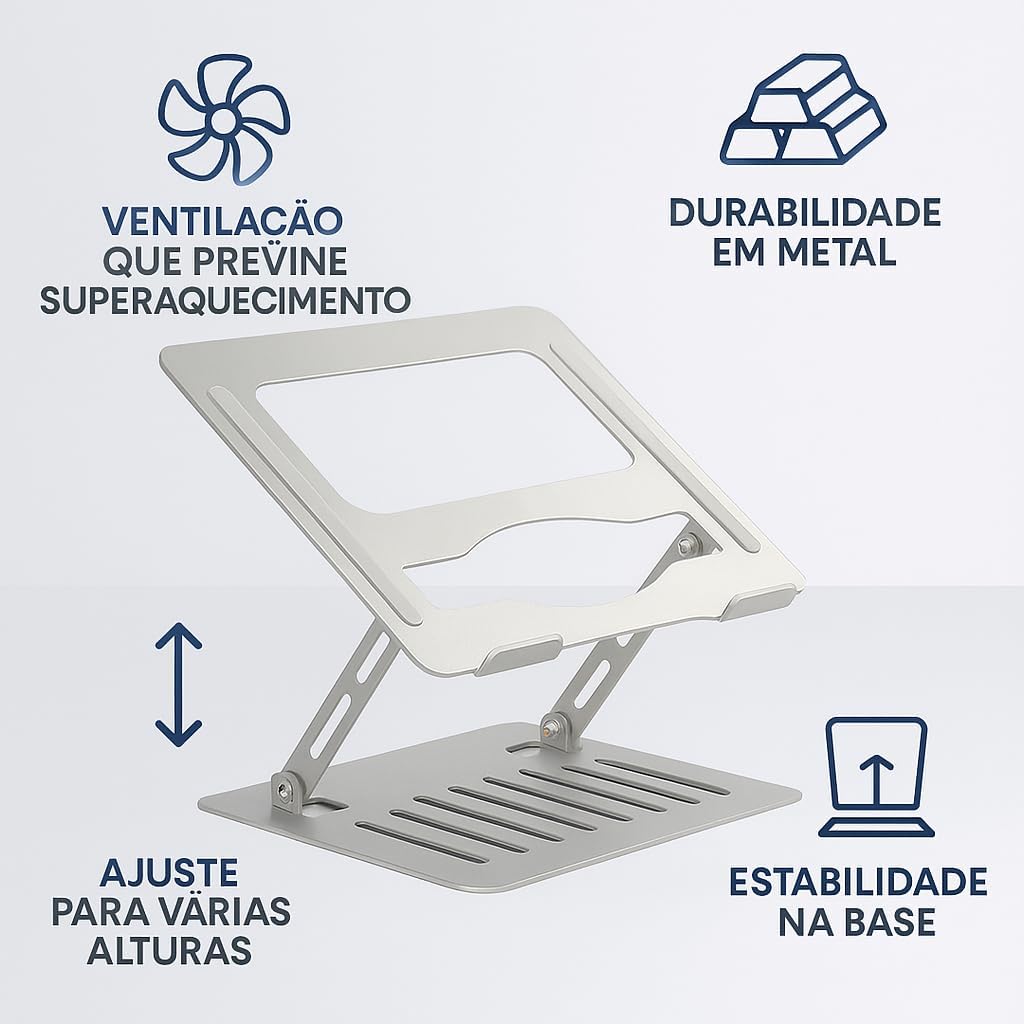 Suporte para Notebook em Aço Carbono Apoio Ajustável Apoiador Dobrável E Ergonômico Ventilado para Mac Notebook MacBook Pro/Air Lenovo Dell e Mais (10-17 Laptop) até 17.3" (10KG) Home Office e Estudos: imagem adicional