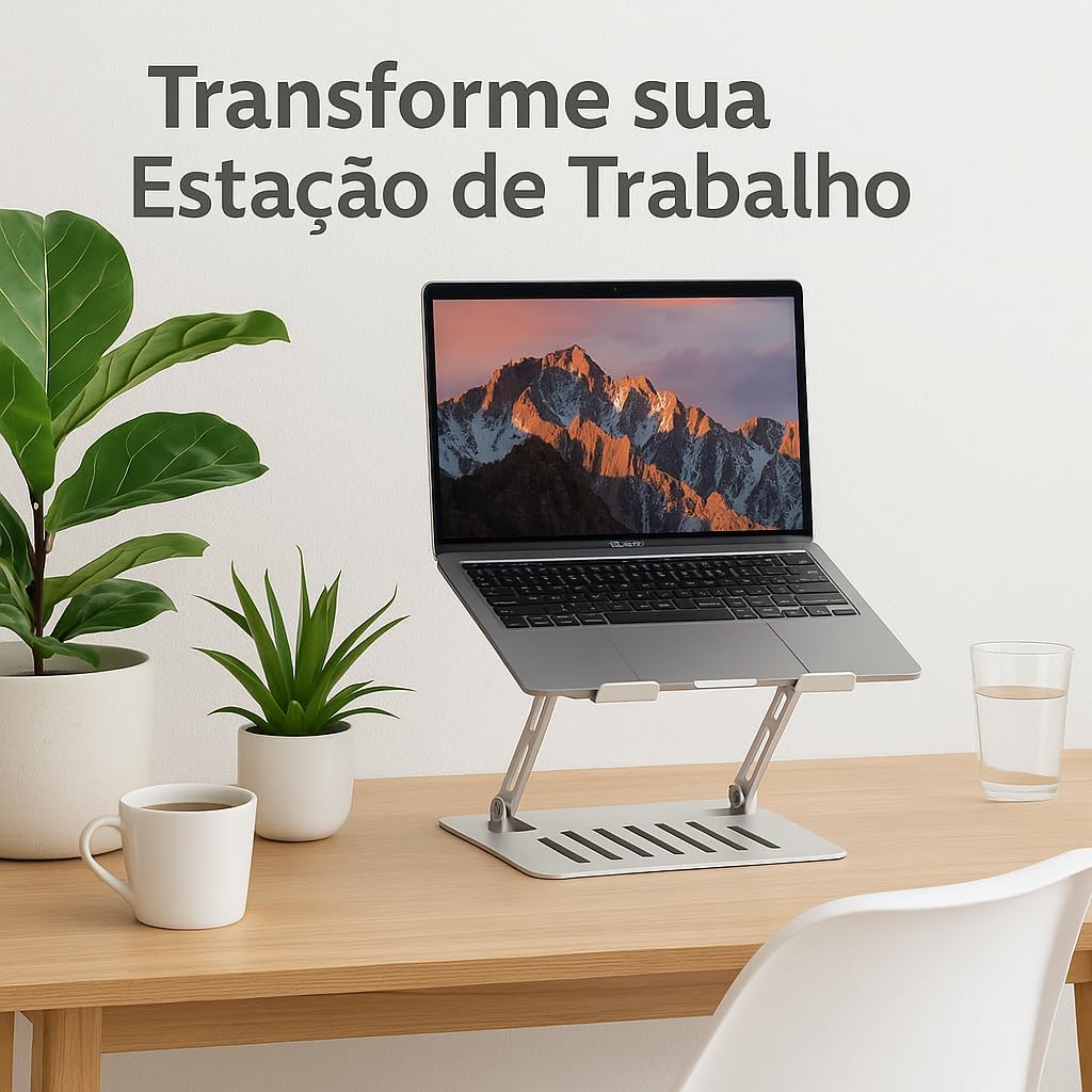Suporte para Notebook em Aço Carbono Apoio Ajustável Apoiador Dobrável E Ergonômico Ventilado para Mac Notebook MacBook Pro/Air Lenovo Dell e Mais (10-17 Laptop) até 17.3" (10KG) Home Office e Estudos: imagem adicional
