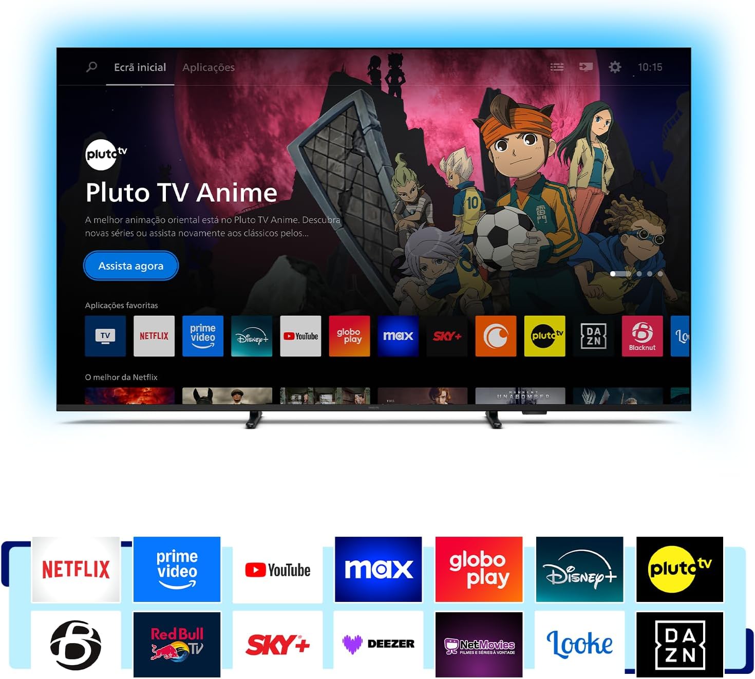 PHILIPS, Smart TV Ambilight 65" 4K, Titan OS, 65PUG8100/78, Comando de Voz, HDR10+/Dolby Atmos, VRR/ALLM, Bluetooth: imagem adicional