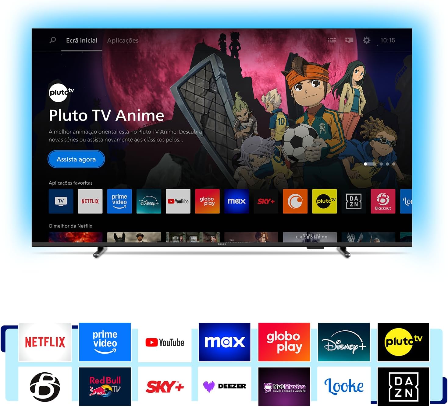 PHILIPS, Smart TV Ambilight 55" 4K, Titan OS, 55PUG8100/78, Comando de Voz, HDR10+/Dolby Atmos, VRR/ALLM, Bluetooth: imagem adicional