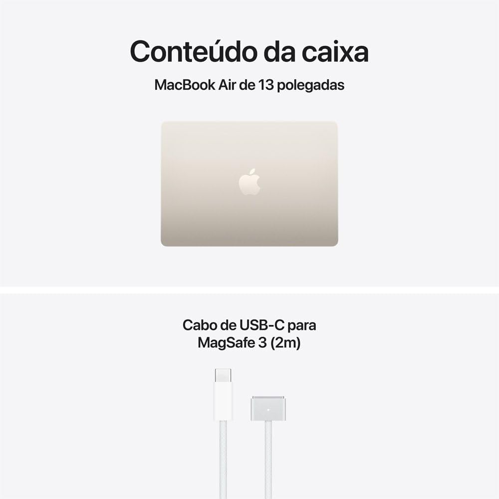 Apple 2026 MacBook Air (de 13 polegadas, Chip M5 da Apple com CPU de 10 núcleos e GPU de 10 núcleos., 16GB Memória unificada, 1 TB) - Estelar: imagem adicional