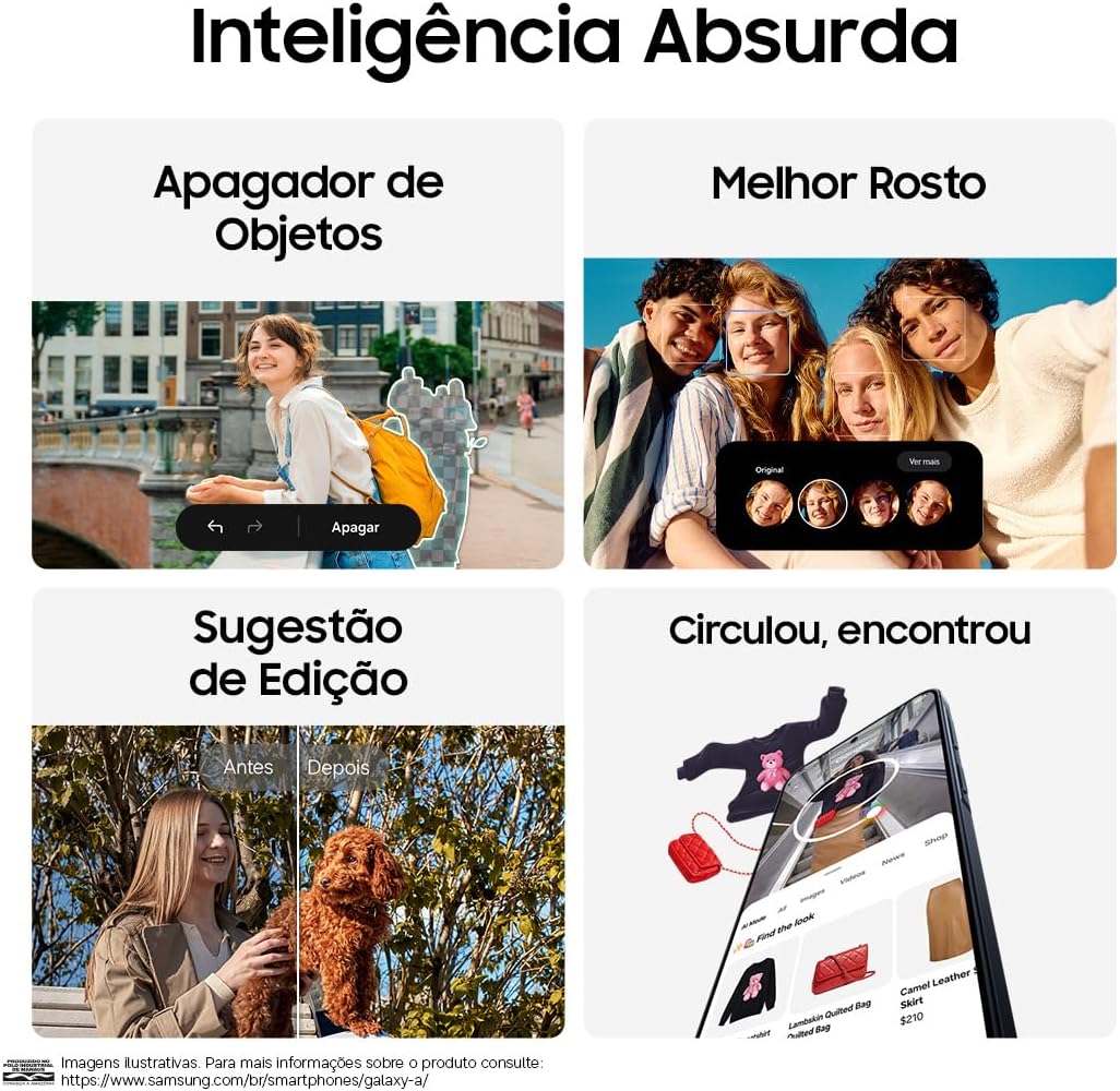 Celular Samsung Galaxy A57 5G 128GB, 8GB RAM, Câmera Tripla de até 50MP OIS, Selfie de 12MP Video HDR, IP68, Tela Super AMOLED 6.7", NFC, Recursos AI, Até 6 Atualizações de Android e Segurança (Lilás)