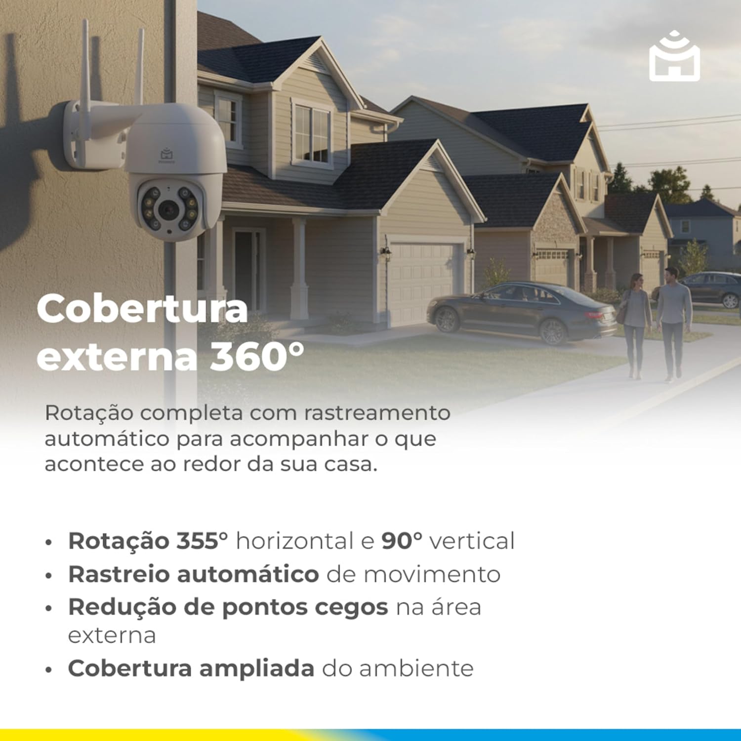 Smart Câmera Positivo A8 Wi-Fi Externa 360° 3MP IP66 Visão Noturna