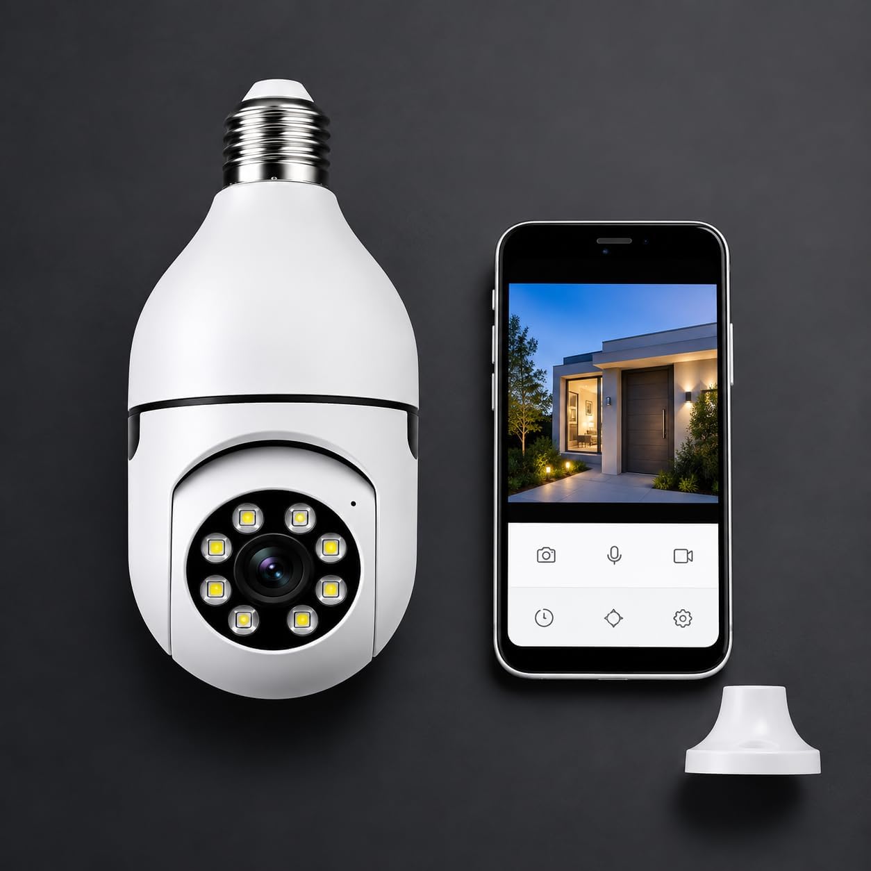 Câmera Segurança IP Lâmpada WiFi Full HD 1080p com Visão Noturna Infravermelho 1080P Bivolt, Detecção de Movimento, Áudio Bidirecional, Prova D'água Giratória (1)